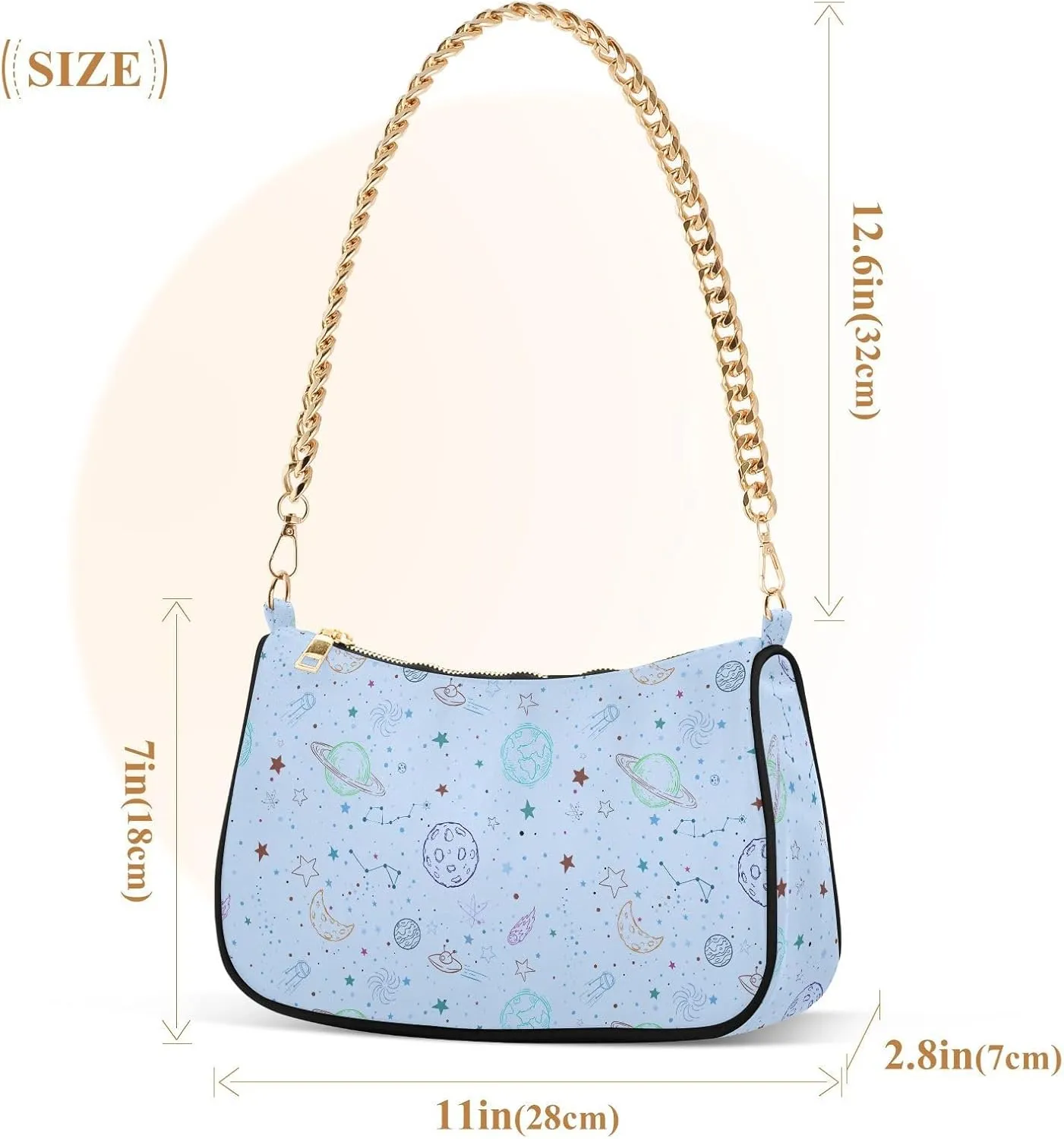 Women's Shoulder Handbags Chain Shoulder Brace for Women Bag Space Pattern Ladies Vacation Handbags Tote Purse,Multi1