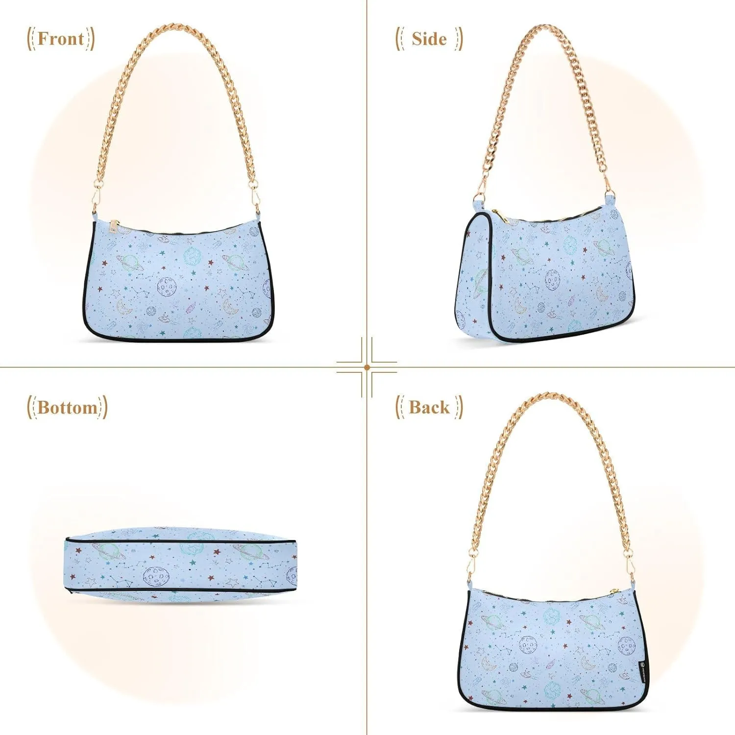 Women's Shoulder Handbags Chain Shoulder Brace for Women Bag Space Pattern Ladies Vacation Handbags Tote Purse,Multi1