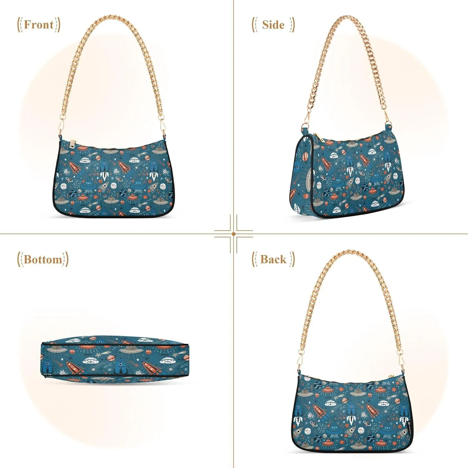 Women's Shoulder Handbags Chain Shoulder Brace for Women Bag Space Print Ladies Vacation Handbags Tote Purse,Multi1