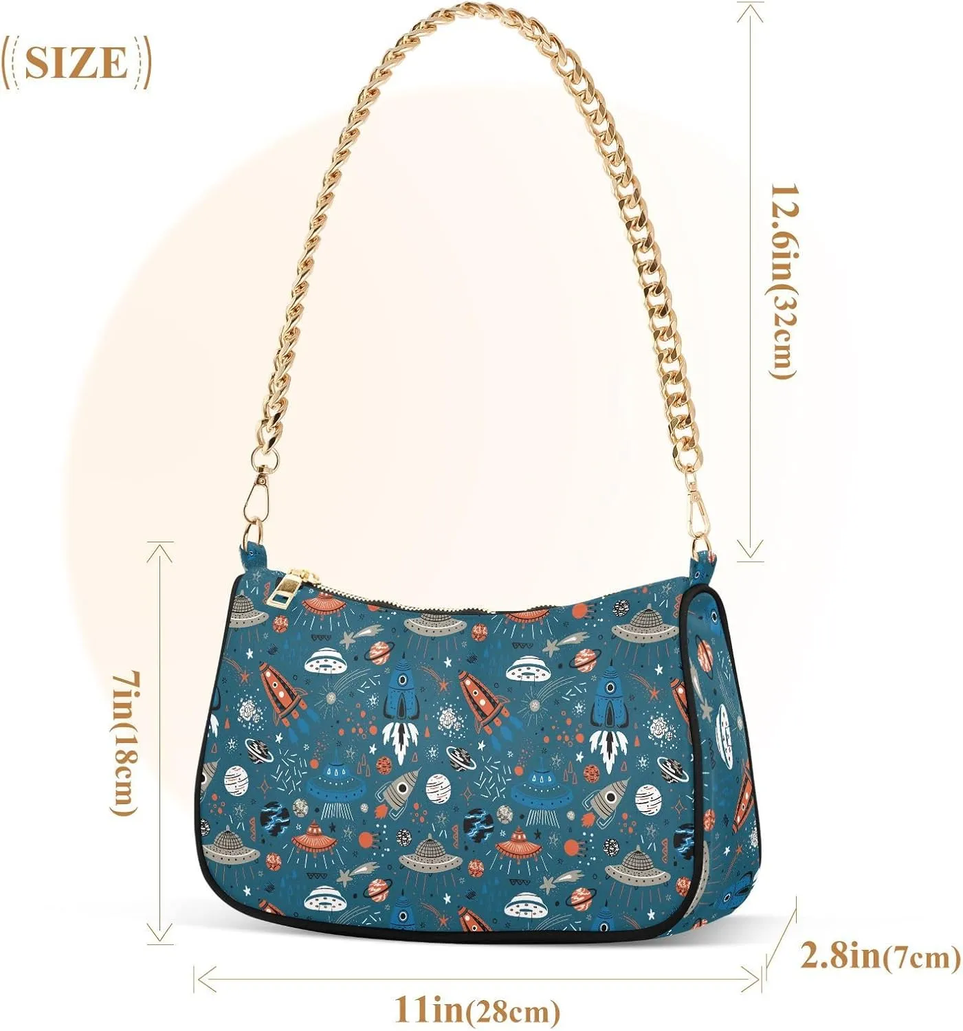 Women's Shoulder Handbags Chain Shoulder Brace for Women Bag Space Print Ladies Vacation Handbags Tote Purse,Multi1