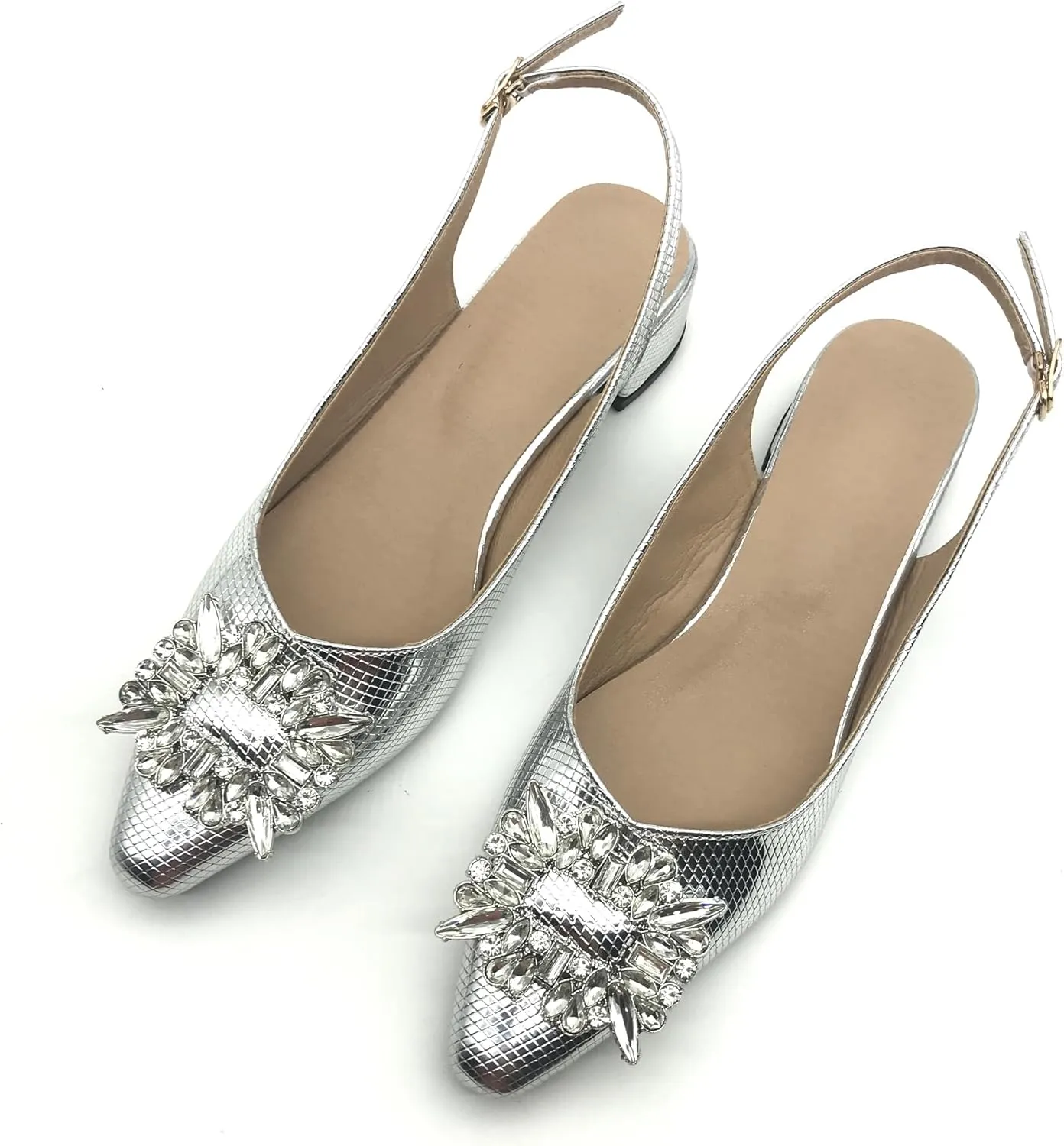Women's Slingback Low Block Heels Closed Toe Dress Pumps Shoes for Wedding Office Evening Party