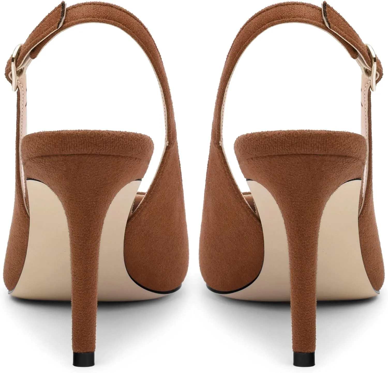 Women's Slingback Suede Pointed Toe Wedding Dress Buckle Comfort Stiletto High Heels Pumps Shoes 3.35 Inch