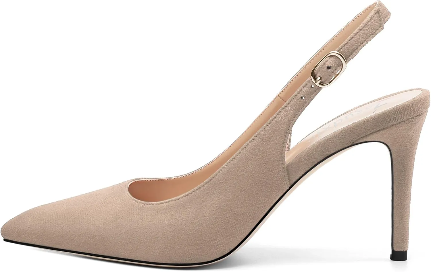 Women's Slingback Suede Pointed Toe Wedding Dress Buckle Comfort Stiletto High Heels Pumps Shoes 3.35 Inch
