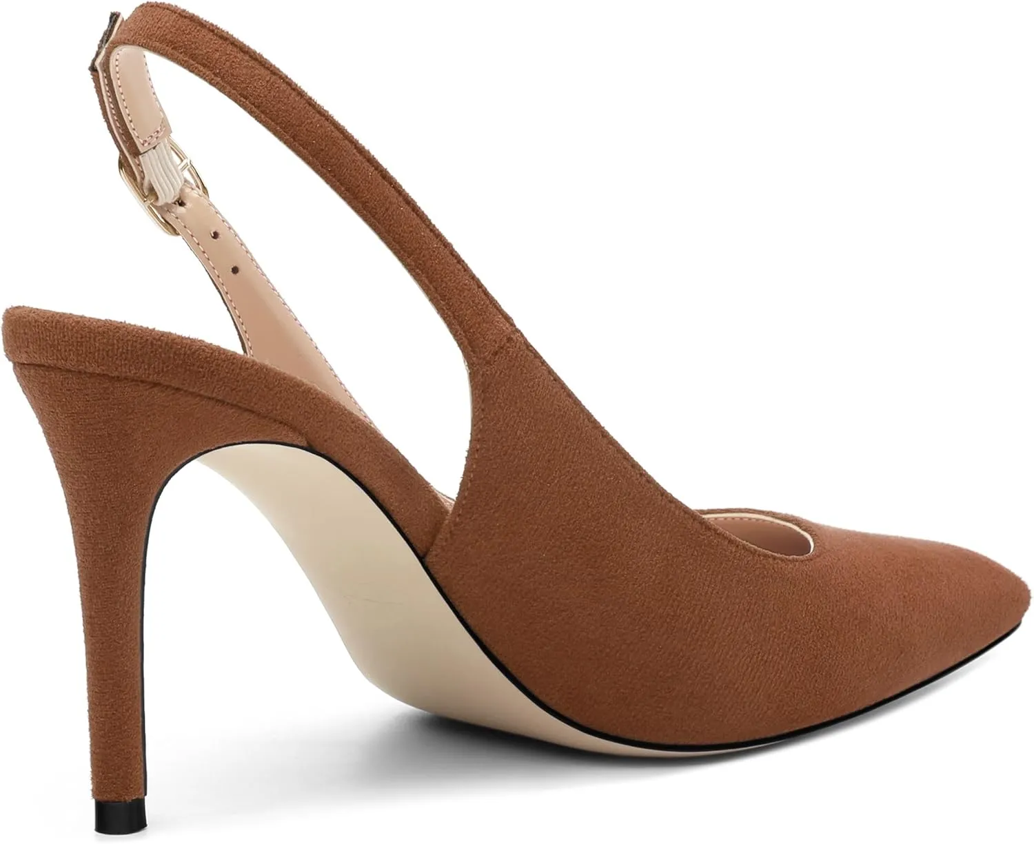 Women's Slingback Suede Pointed Toe Wedding Dress Buckle Comfort Stiletto High Heels Pumps Shoes 3.35 Inch