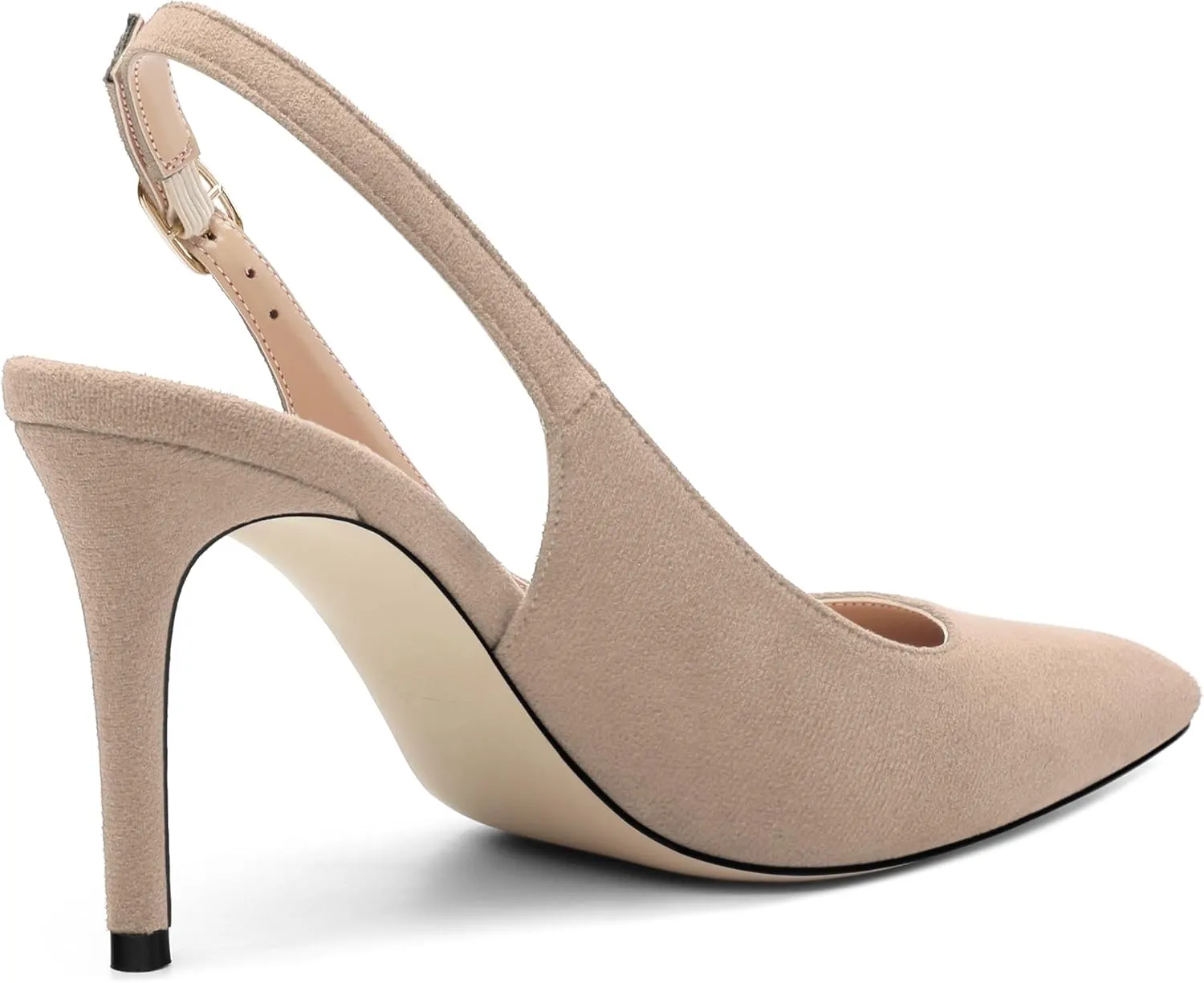 Women's Slingback Suede Pointed Toe Wedding Dress Buckle Comfort Stiletto High Heels Pumps Shoes 3.35 Inch
