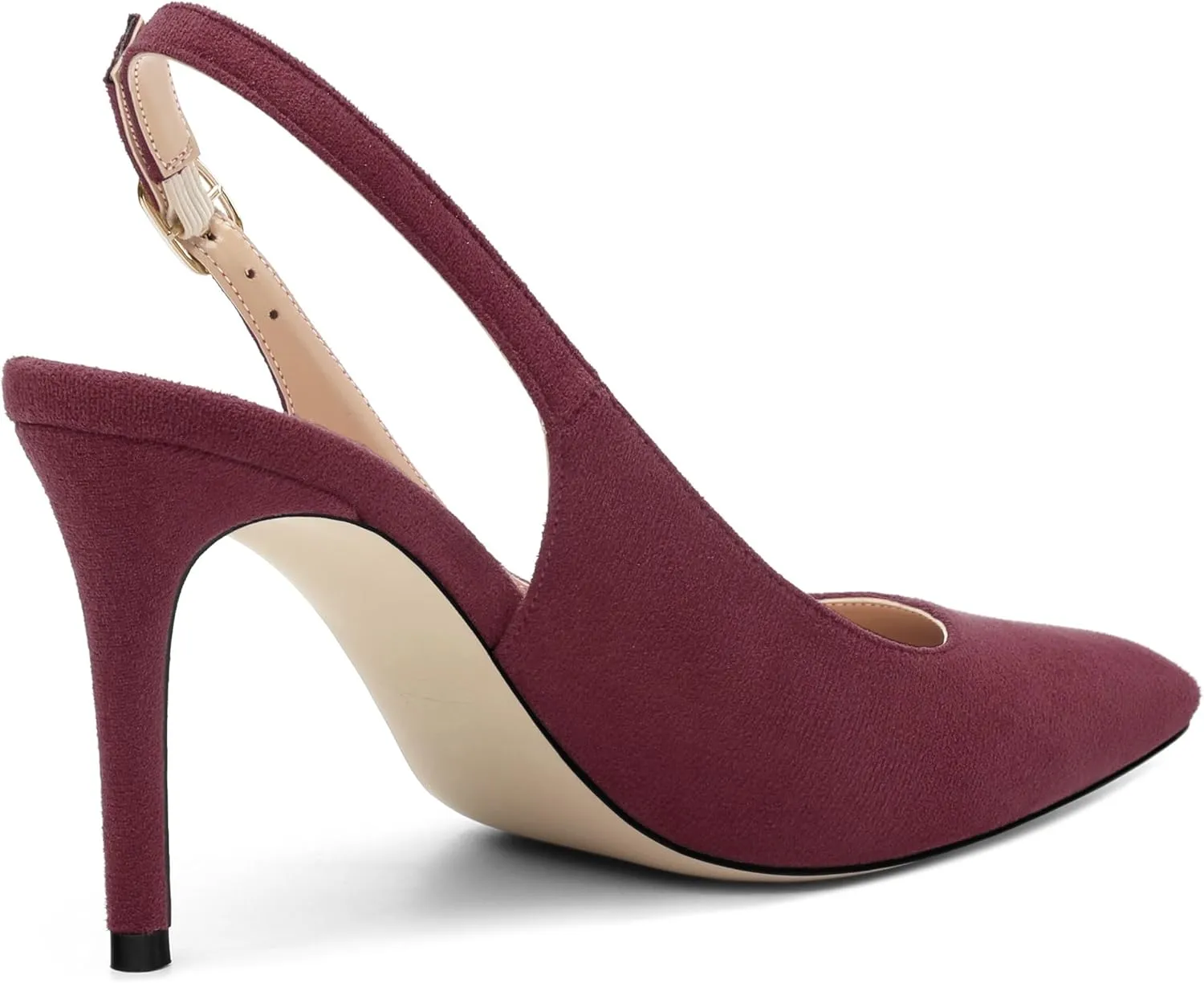 Women's Slingback Suede Pointed Toe Wedding Dress Buckle Comfort Stiletto High Heels Pumps Shoes 3.35 Inch