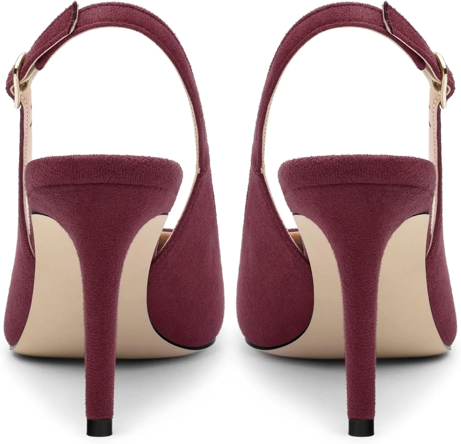 Women's Slingback Suede Pointed Toe Wedding Dress Buckle Comfort Stiletto High Heels Pumps Shoes 3.35 Inch