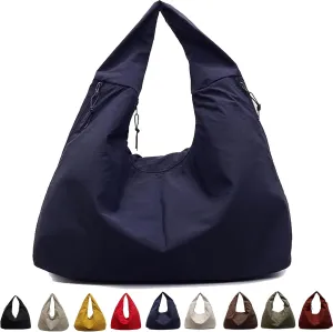 Women's Solid Color Textured Draped Tote Bag, Canvas Large Capacity Fashion Versatile Shoulder Bag for Shopping with Travel