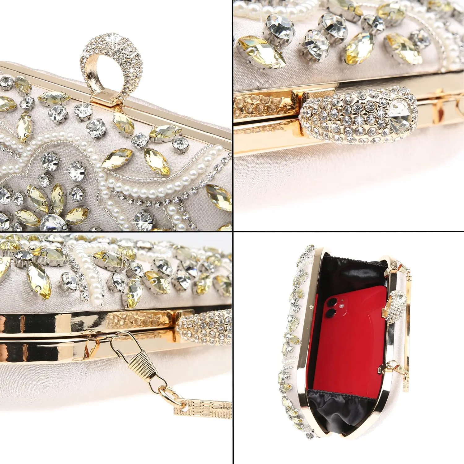 Womens Sparkly Rhinestone Crystal Clutch Bag Glitter Sequin Bridal Purse Evening Handbag for Wedding Party Prom