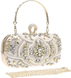 Womens Sparkly Rhinestone Crystal Clutch Bag Glitter Sequin Bridal Purse Evening Handbag for Wedding Party Prom