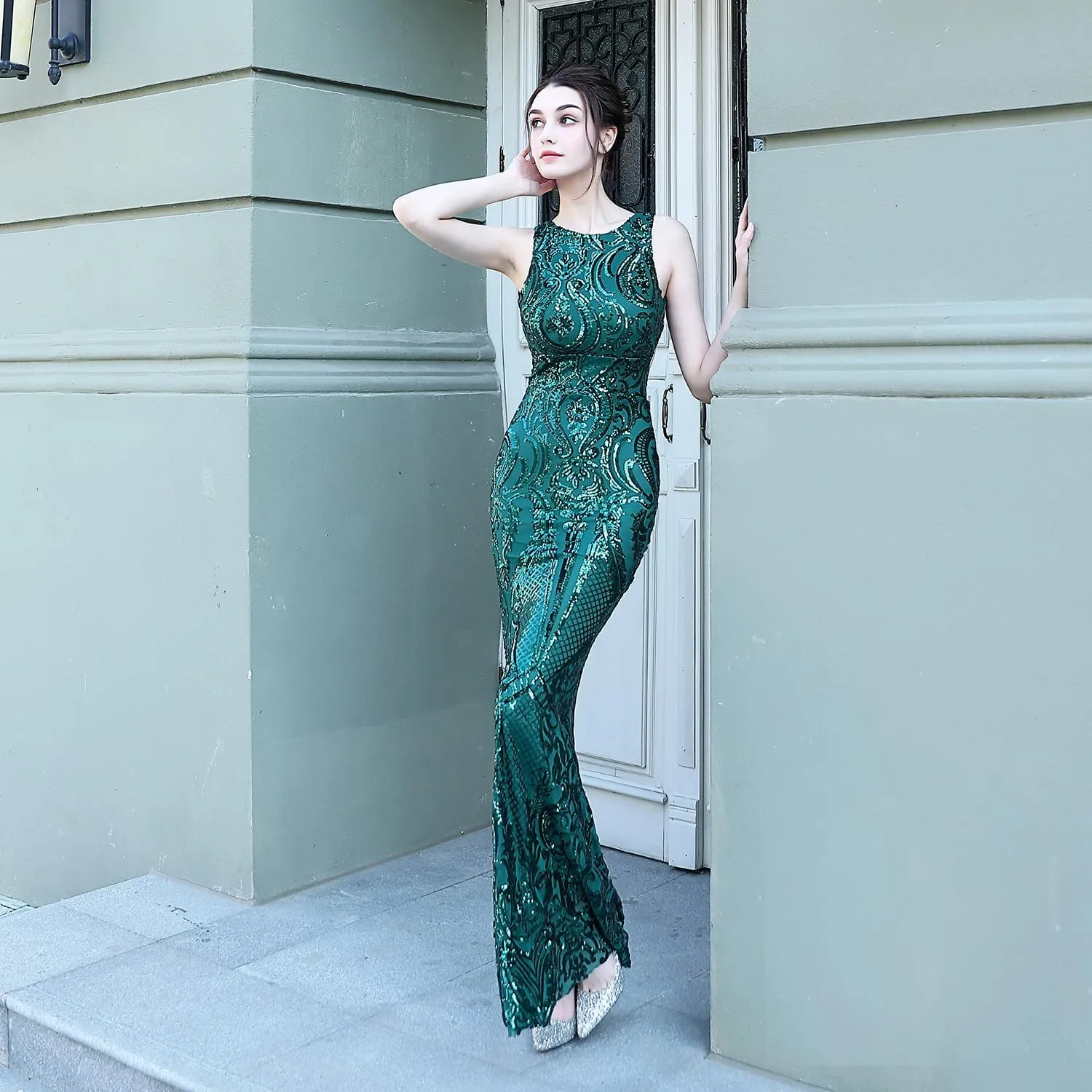 Women's Sparkly Sequin Mermaid Dresses Trumpet Evening Dresses Formal Party Prom Gowns