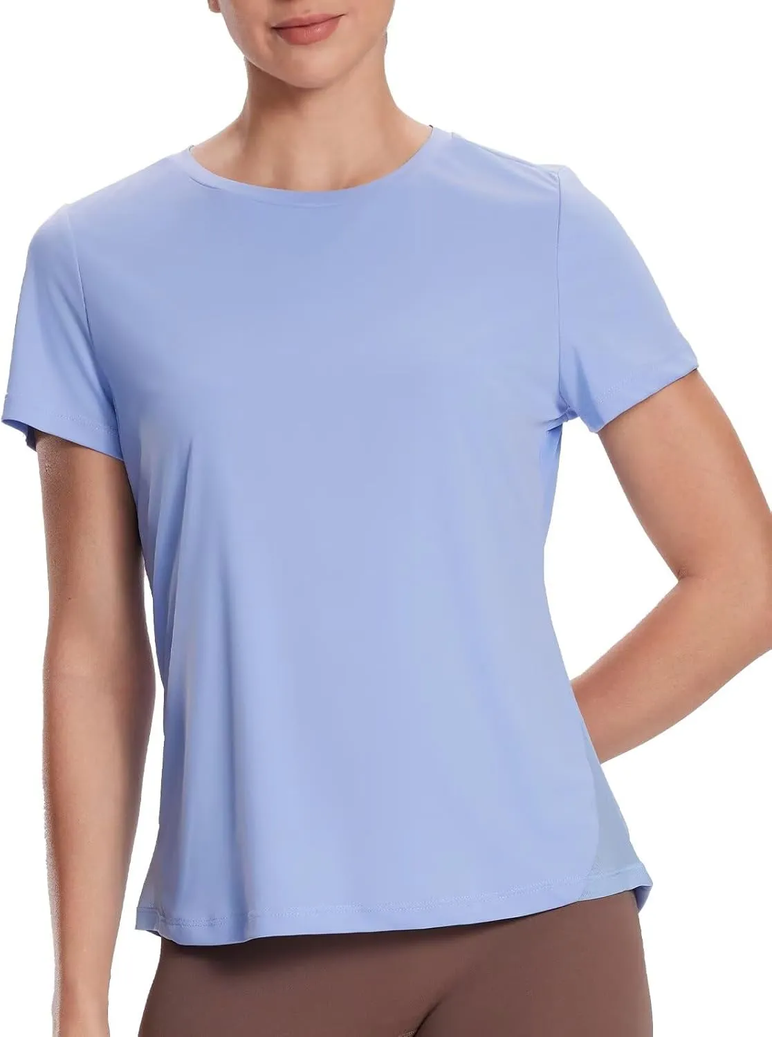 Women's UPF50  Mesh Workout Top - Soft Breathable Crew Neck Short Sleeve for Yoga Gym & Casual Summer Athletic