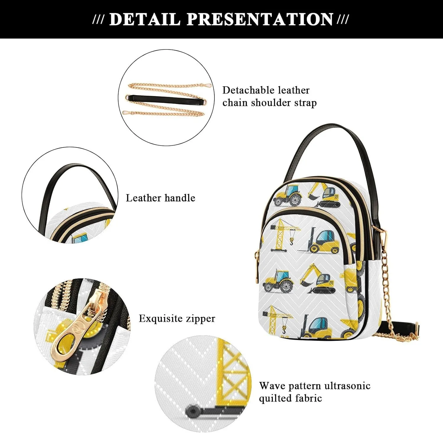 Women's Wave Cross Body Chest Bag, 52 inch Gold Chain Shoulder Handbag Purse