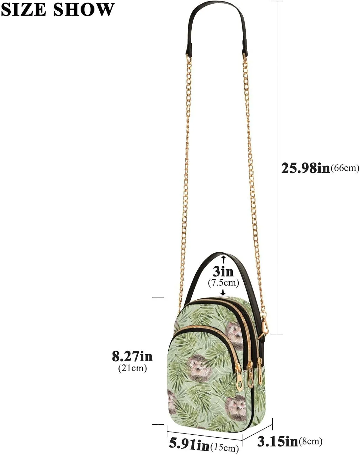 Women's Wave Cross Body Chest Bag, 52 inch Gold Chain Shoulder Handbag Purse