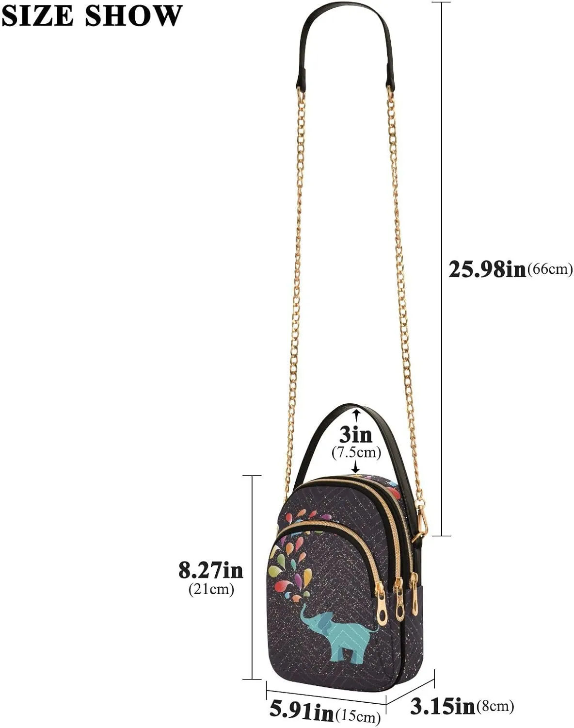 Women's Wave Cross Body Chest Bag, 52 inch Gold Chain Shoulder Handbag Purse