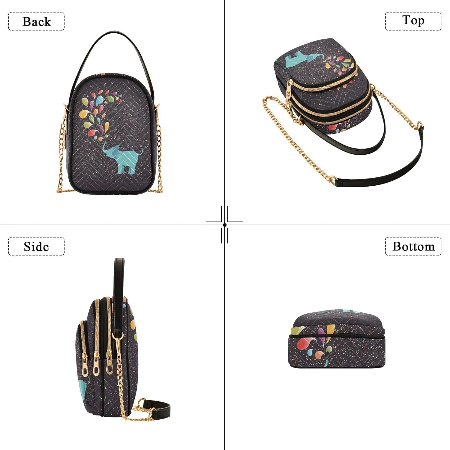 Women's Wave Cross Body Chest Bag, 52 inch Gold Chain Shoulder Handbag Purse