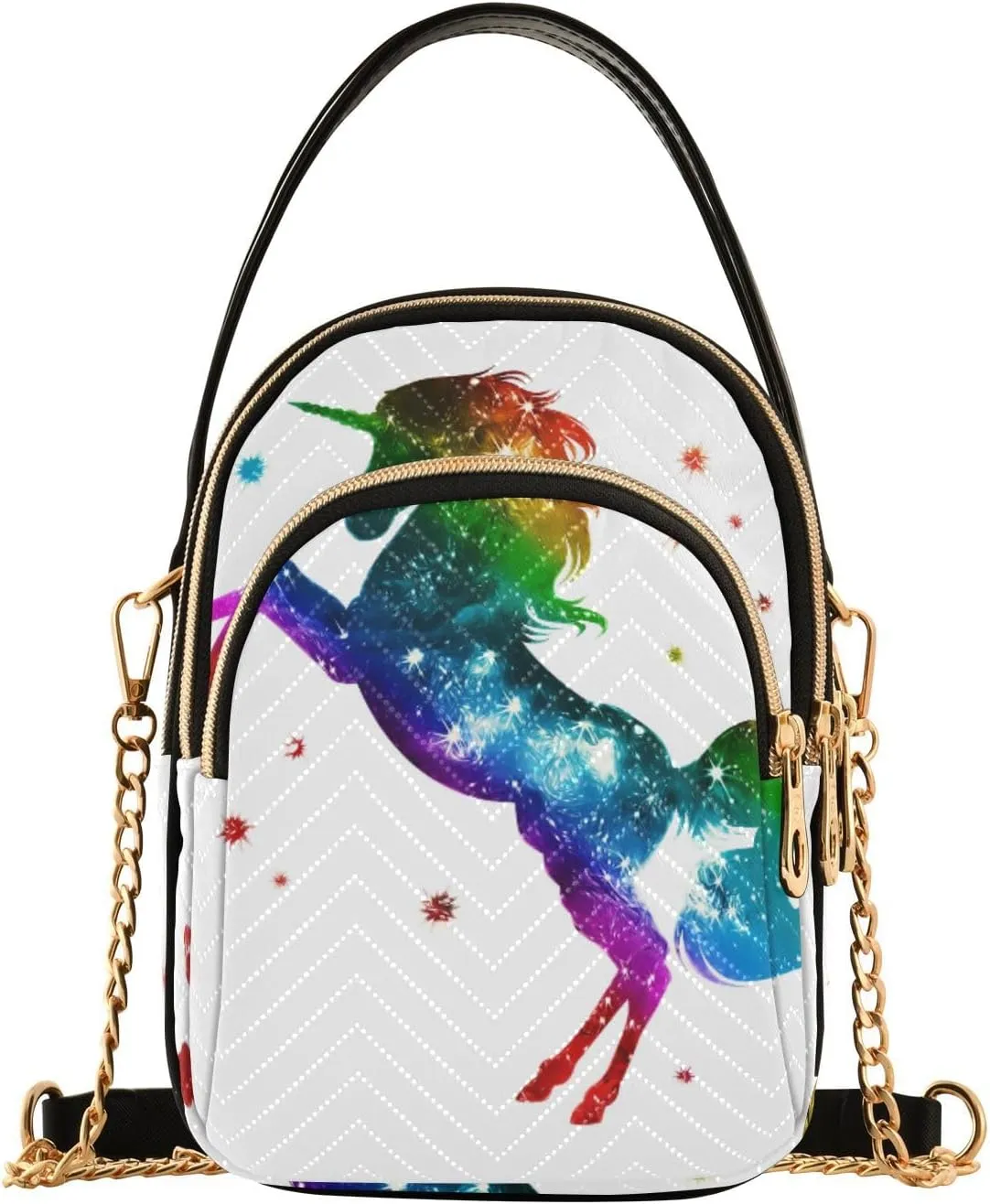 Women's Wave Cross Body Chest Bag, 52 inch Gold Chain Shoulder Handbag Purse