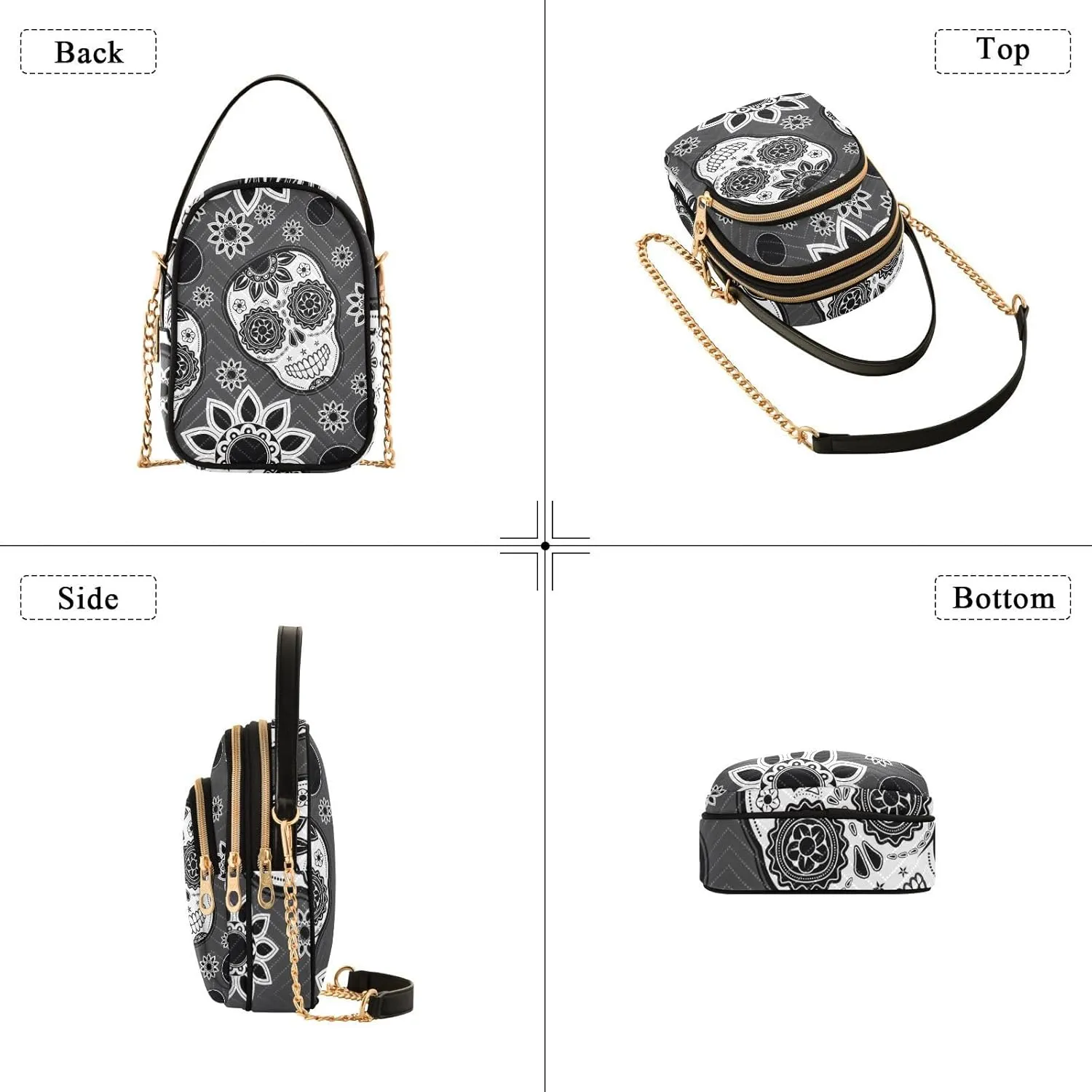 Women's Wave Cross Body Chest Bag, 52 inch Gold Chain Shoulder Handbag Purse