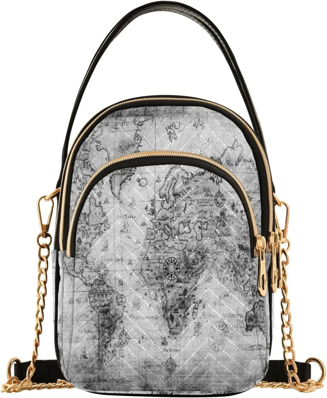 Women's Wave Cross Body Chest Bag, 52 inch Gold Chain Shoulder Handbag Purse