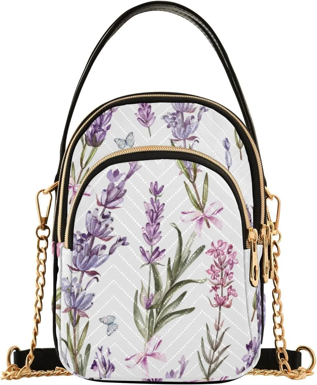 Women's Wave Cross Body Chest Bag, 52 inch Gold Chain Shoulder Handbag Purse