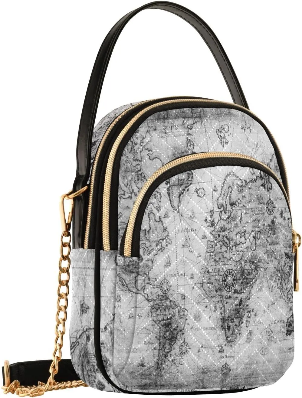 Women's Wave Cross Body Chest Bag, 52 inch Gold Chain Shoulder Handbag Purse