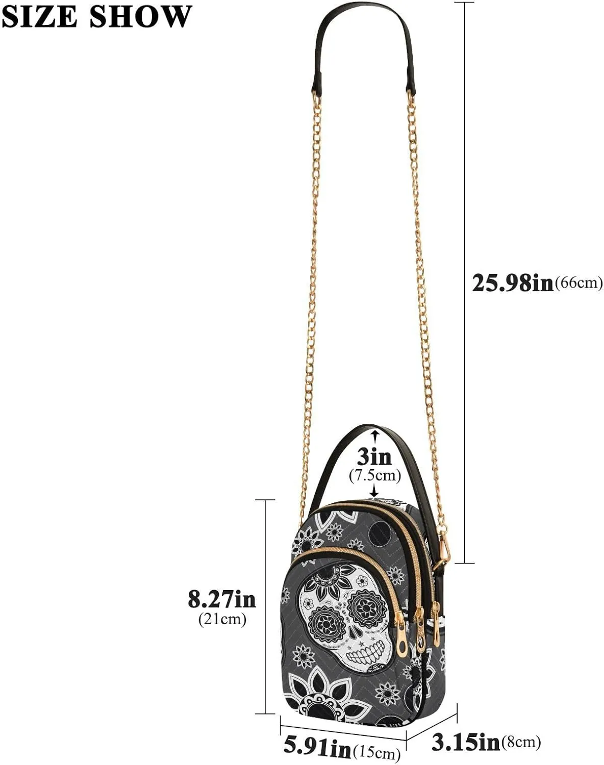Women's Wave Cross Body Chest Bag, 52 inch Gold Chain Shoulder Handbag Purse