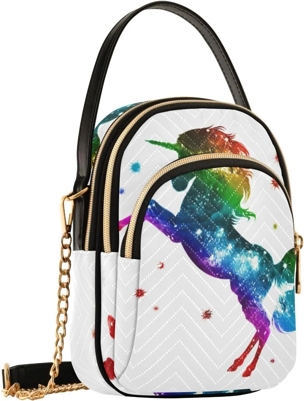Women's Wave Cross Body Chest Bag, 52 inch Gold Chain Shoulder Handbag Purse
