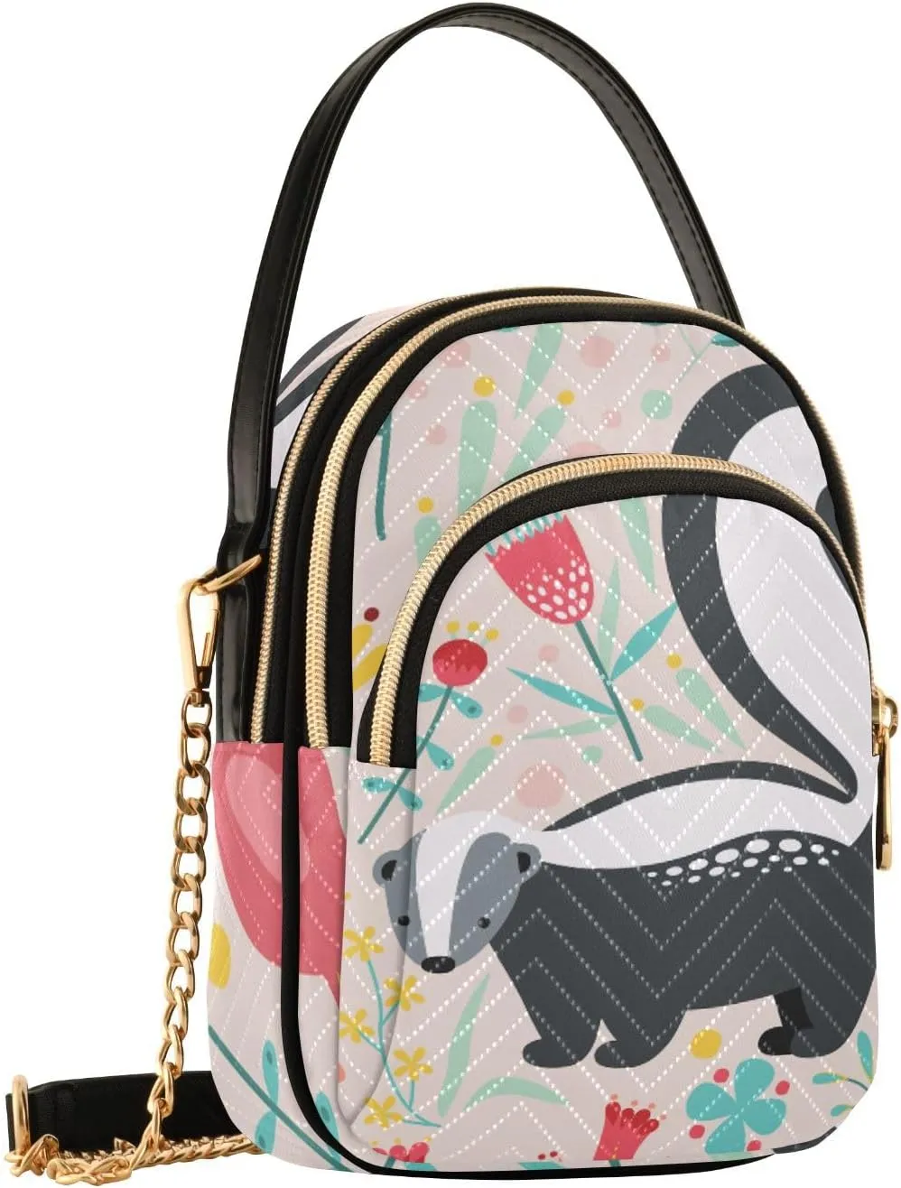 Women's Wave Cross Body Chest Bag, 52 inch Gold Chain Shoulder Handbag Purse