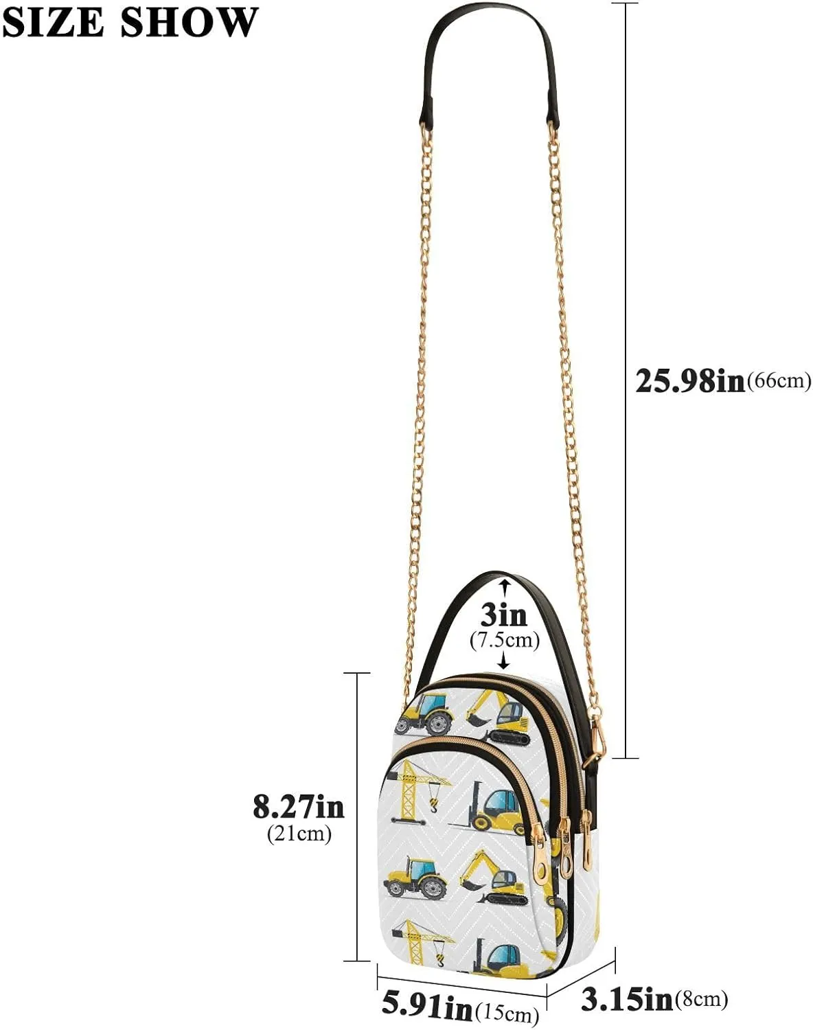 Women's Wave Cross Body Chest Bag, 52 inch Gold Chain Shoulder Handbag Purse