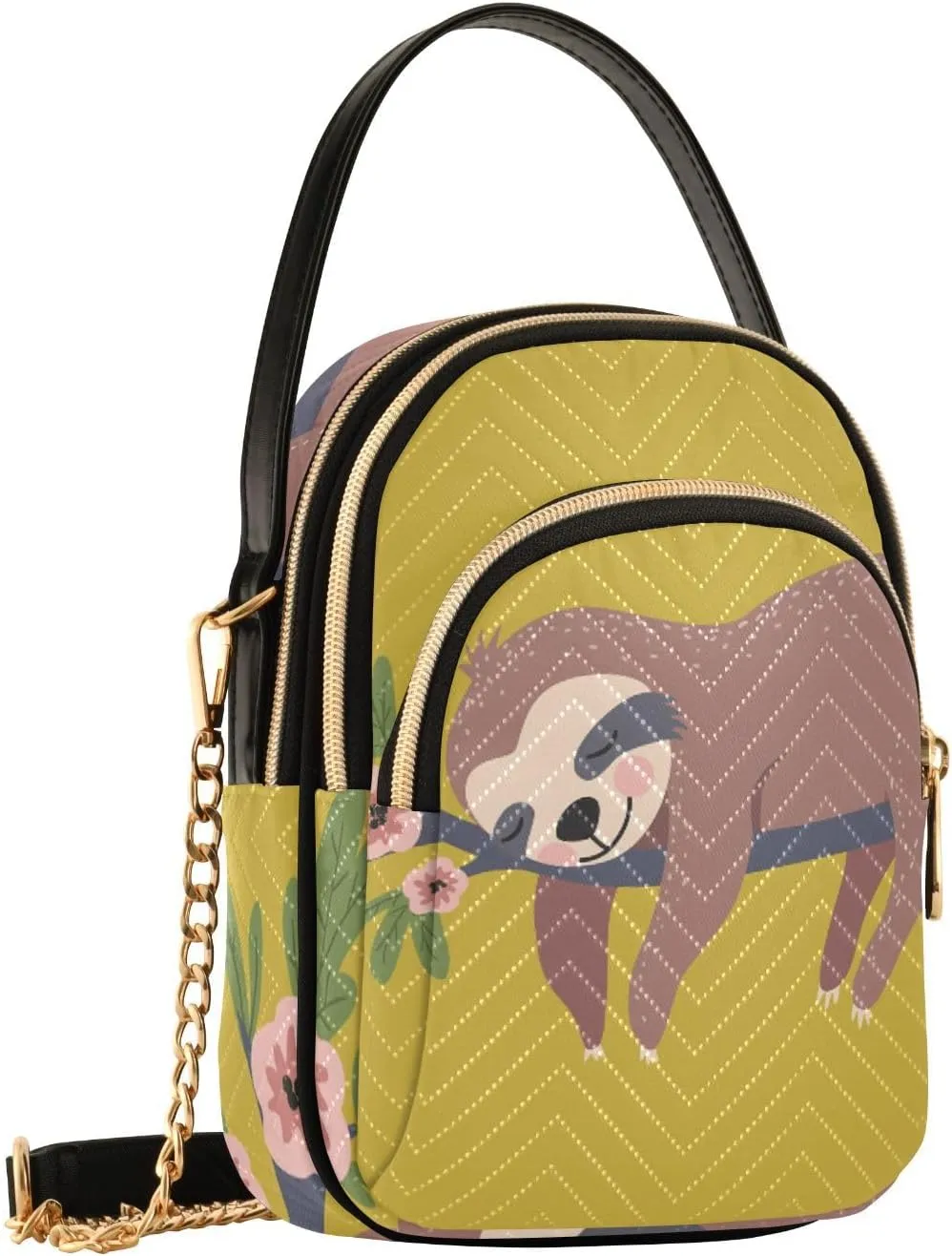 Women's Wave Cross Body Chest Bag, 52 inch Gold Chain Shoulder Handbag Purse