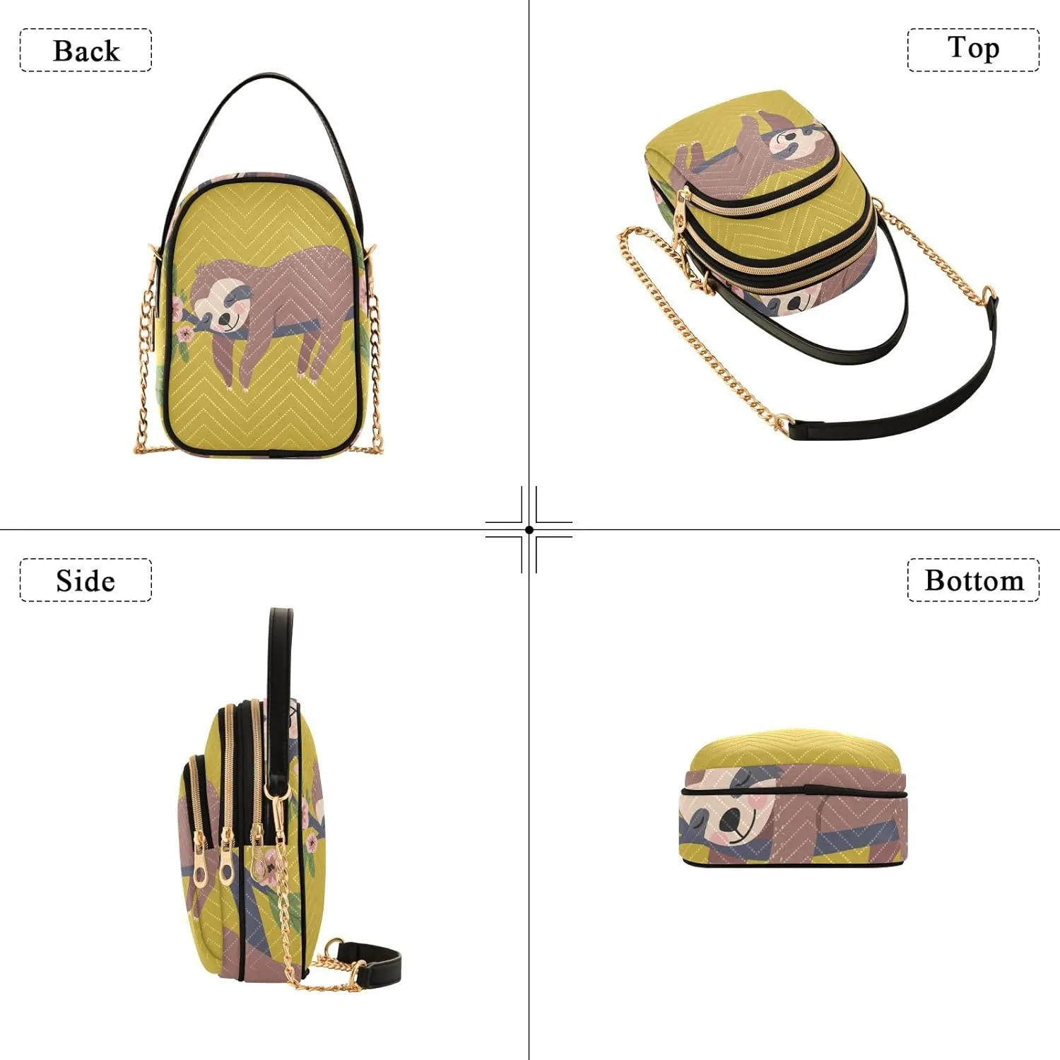Women's Wave Cross Body Chest Bag, 52 inch Gold Chain Shoulder Handbag Purse