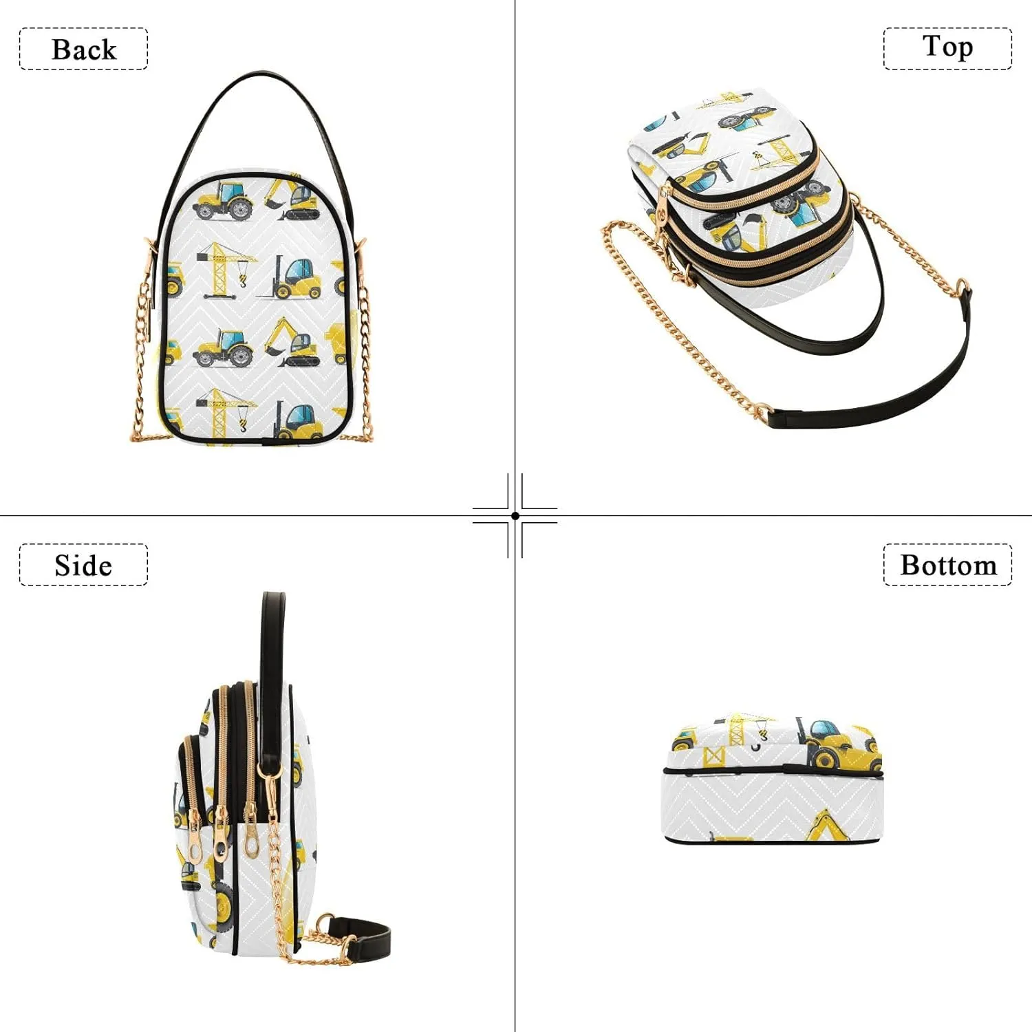 Women's Wave Cross Body Chest Bag, 52 inch Gold Chain Shoulder Handbag Purse