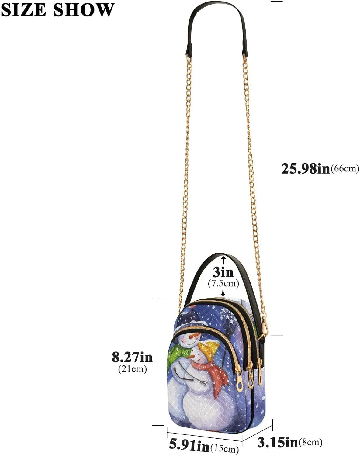 Women's Wave Cross Body Chest Bag, 52 inch Gold Chain Shoulder Handbag Purse