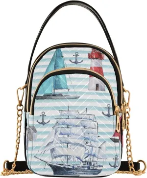 Women's Wave Cross Body Chest Bag, 52 inch Gold Chain Shoulder Handbag Purse