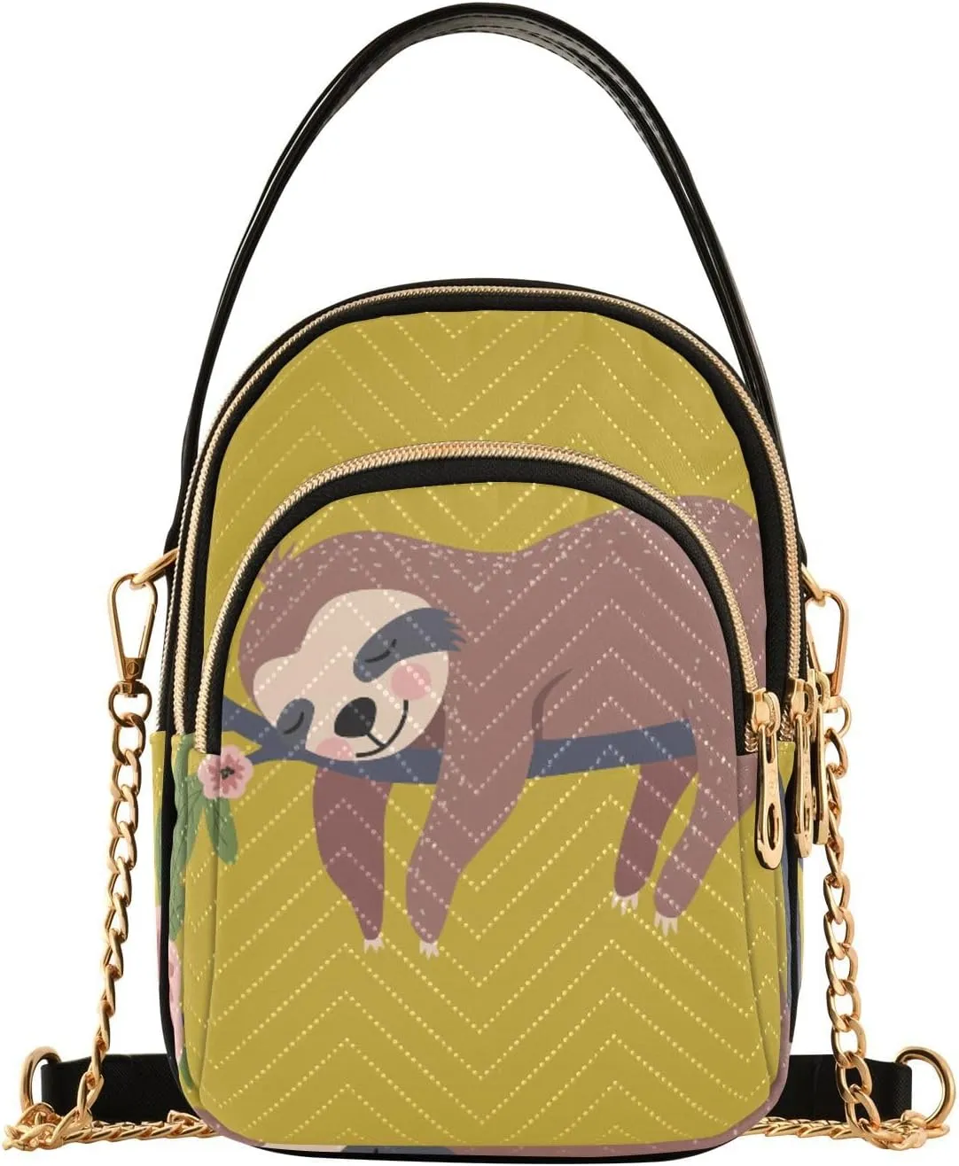 Women's Wave Cross Body Chest Bag, 52 inch Gold Chain Shoulder Handbag Purse
