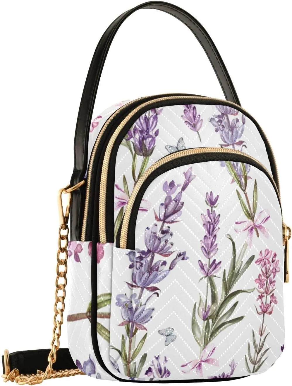 Women's Wave Cross Body Chest Bag, 52 inch Gold Chain Shoulder Handbag Purse