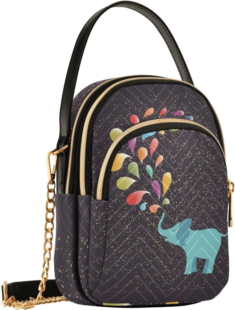 Women's Wave Cross Body Chest Bag, 52 inch Gold Chain Shoulder Handbag Purse
