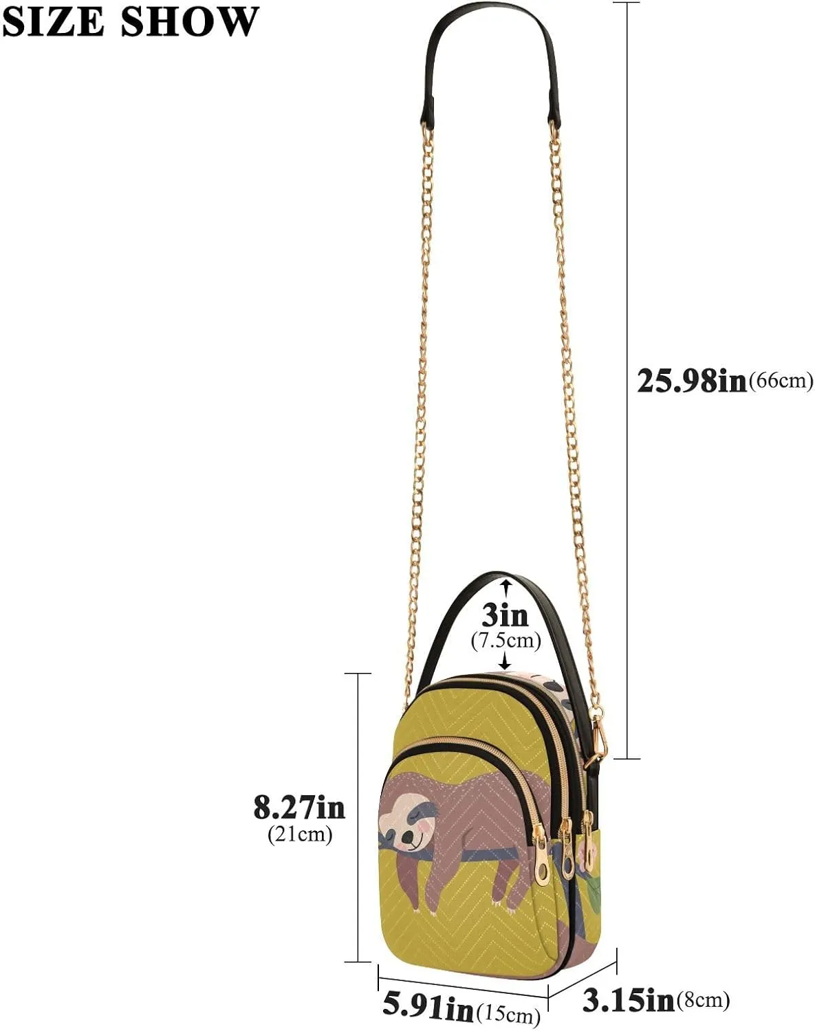 Women's Wave Cross Body Chest Bag, 52 inch Gold Chain Shoulder Handbag Purse