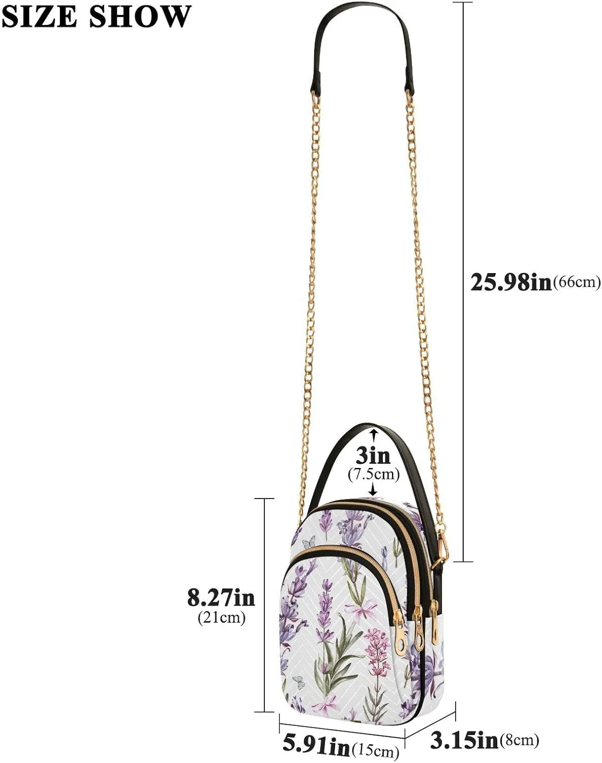 Women's Wave Cross Body Chest Bag, 52 inch Gold Chain Shoulder Handbag Purse