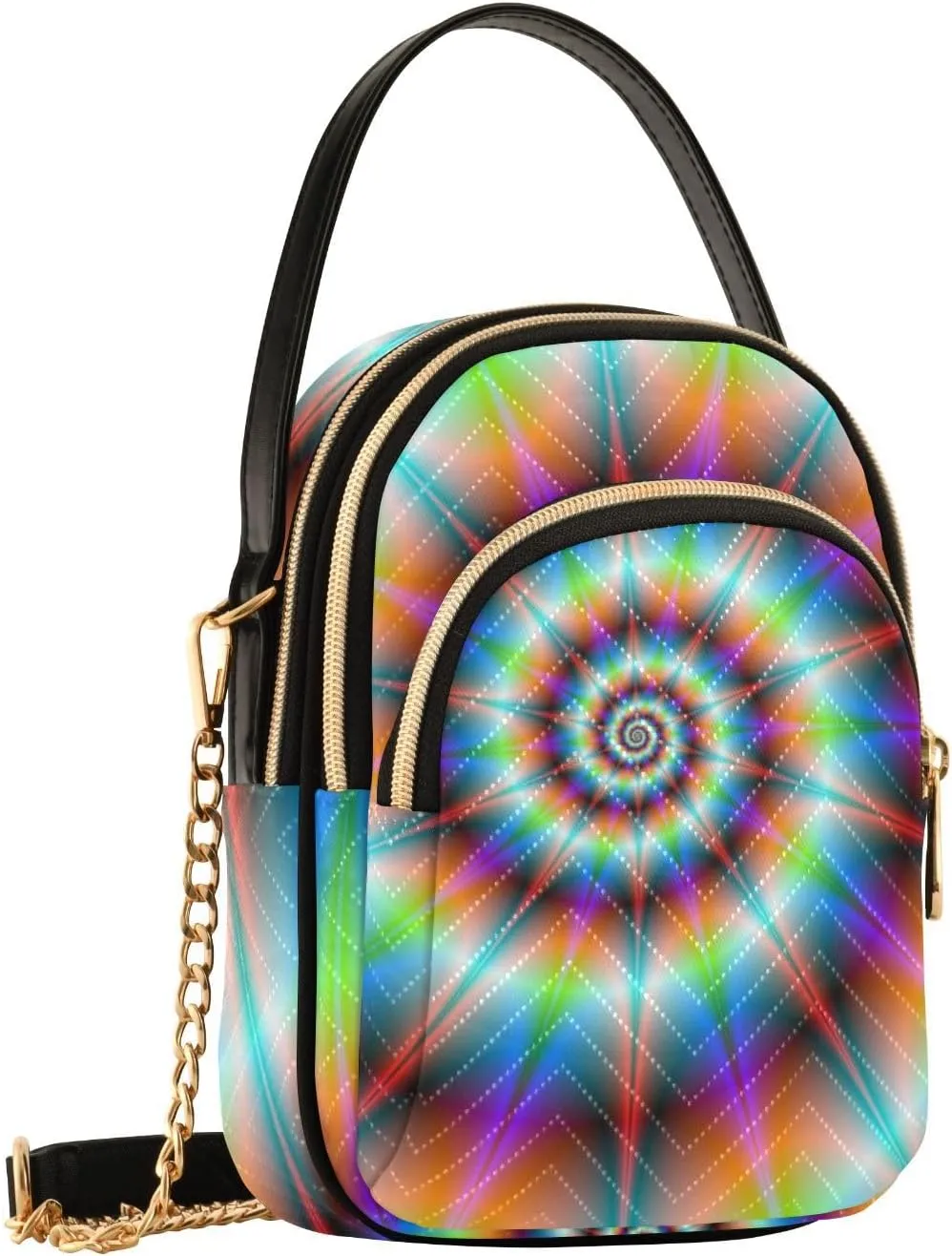 Women's Wave Cross Body Chest Bag, 52 inch Gold Chain Shoulder Handbag Purse
