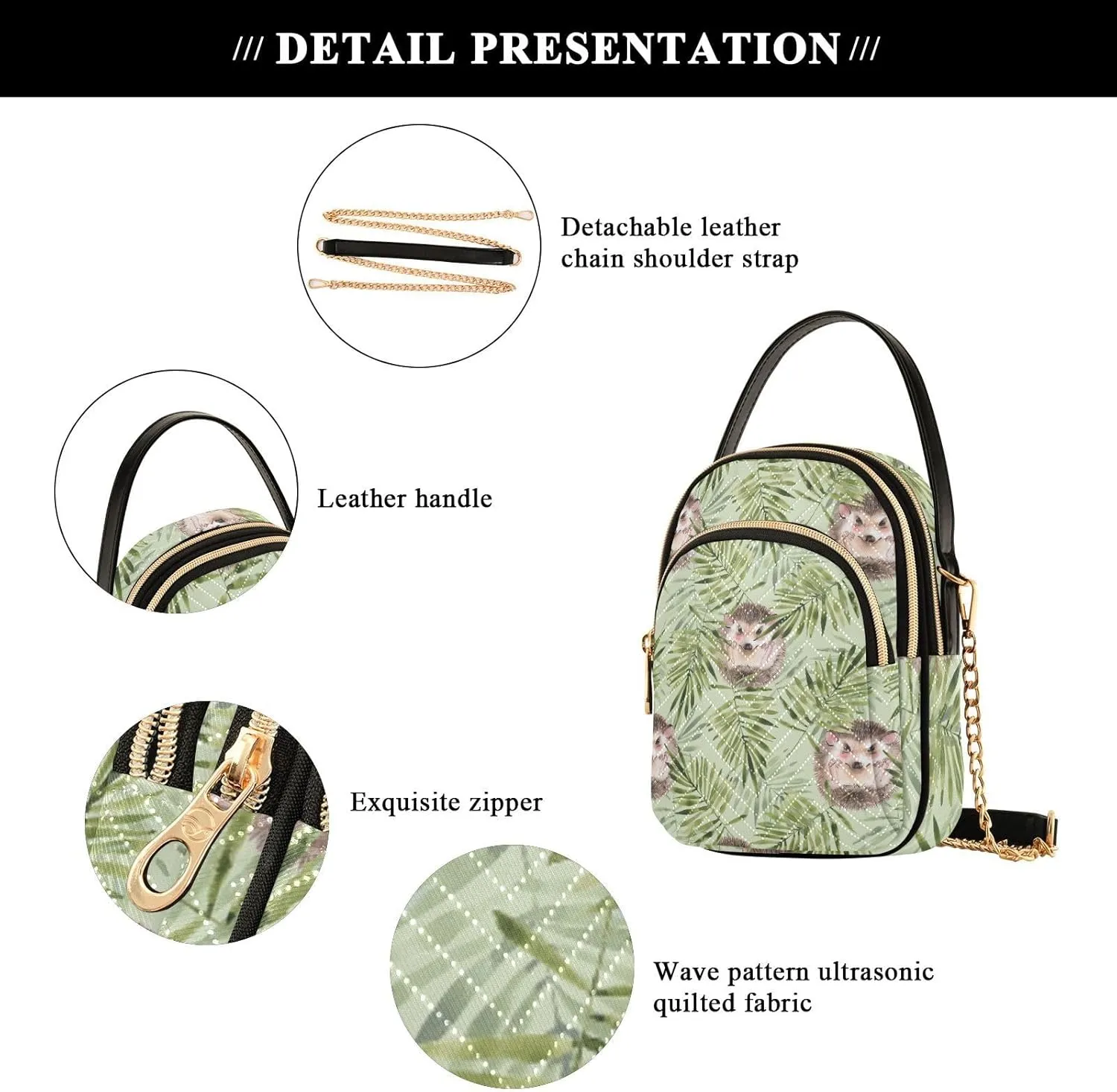 Women's Wave Cross Body Chest Bag, 52 inch Gold Chain Shoulder Handbag Purse