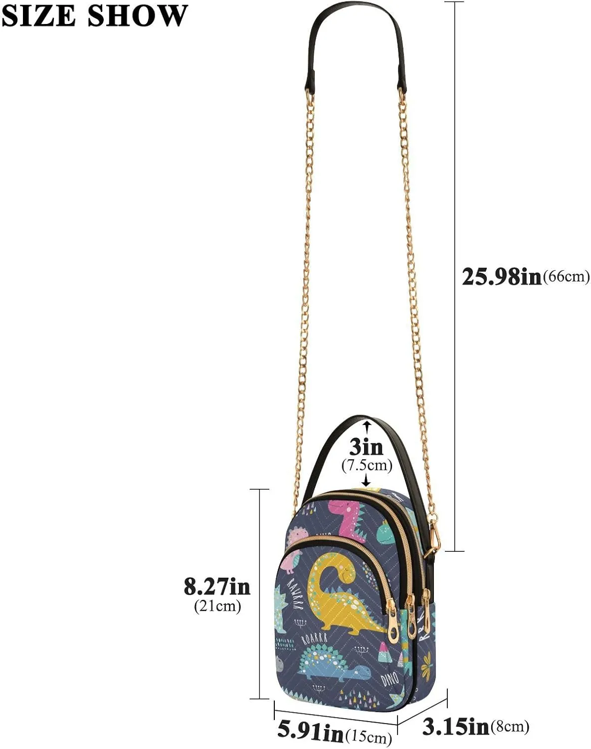 Women's Wave Cross Body Chest Bag, 52 inch Gold Chain Shoulder Handbag Purse
