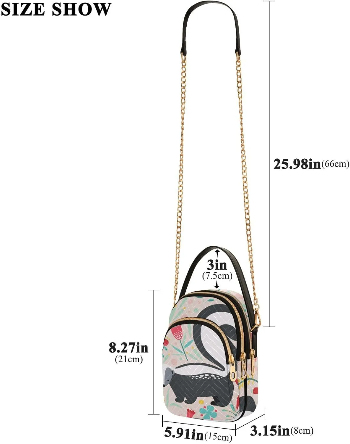 Women's Wave Cross Body Chest Bag, 52 inch Gold Chain Shoulder Handbag Purse