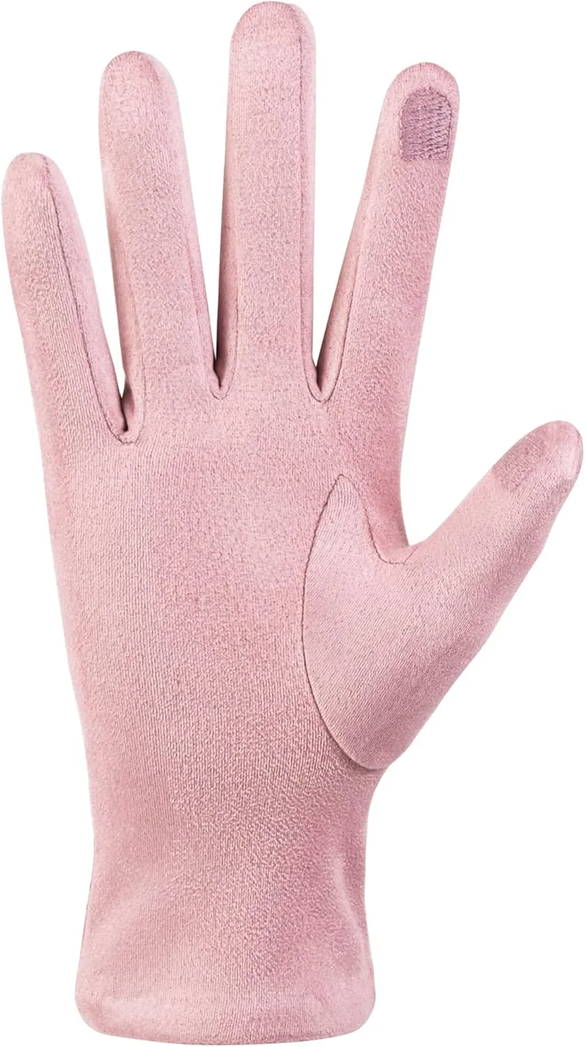 Womens Winter Leather Gloves Touch Screen Wool Lined Windproof Warm Suede Fashion Dress Gloves