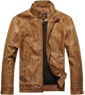 Wvapzxx Motorcycle Leather Jackets Men Classic Slim Fit Suede Jacket Casual Outwear