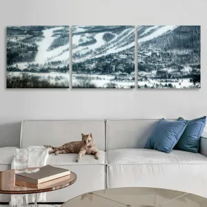 XidexFara Alpine ski runs and village 3 Piece Canvas Wall Art for Living Room Bedroom Office Framed Prints Pictures Painting Wall Decor Artwork for Walls Set of 3