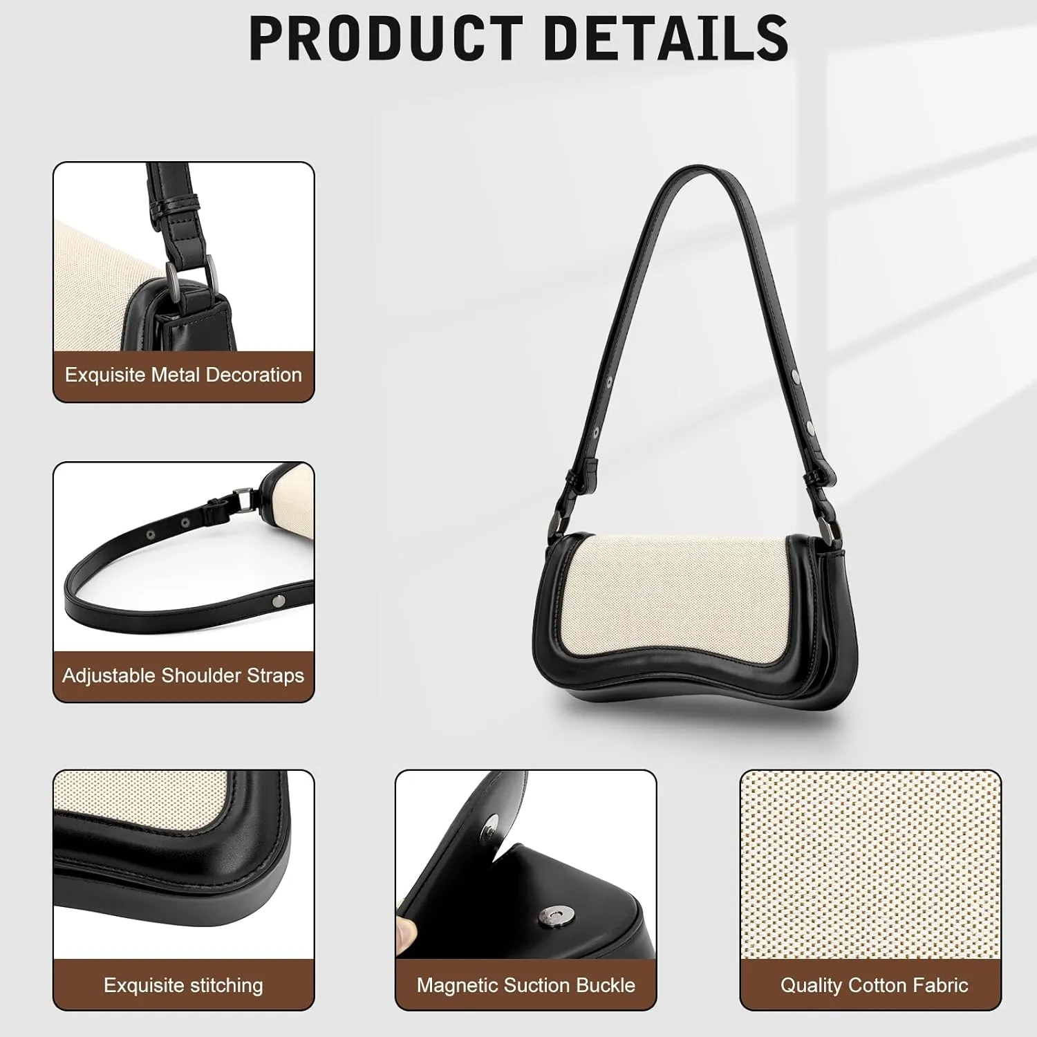 YDSIII Shoulder Bag, Women's Vintage Vegan Leather Shoulder Purse with Adjustable Strap