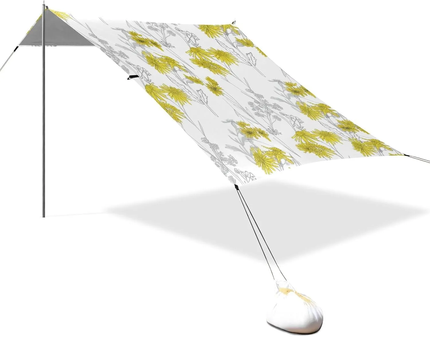 Yellow Wildflowers Plants White Beach Canopy Tent Outdoor Sun Shade Patio Picnic Portable Camping Shelter 9.2 × 10.5 FT Shelters with Anchor Poles Easy up
