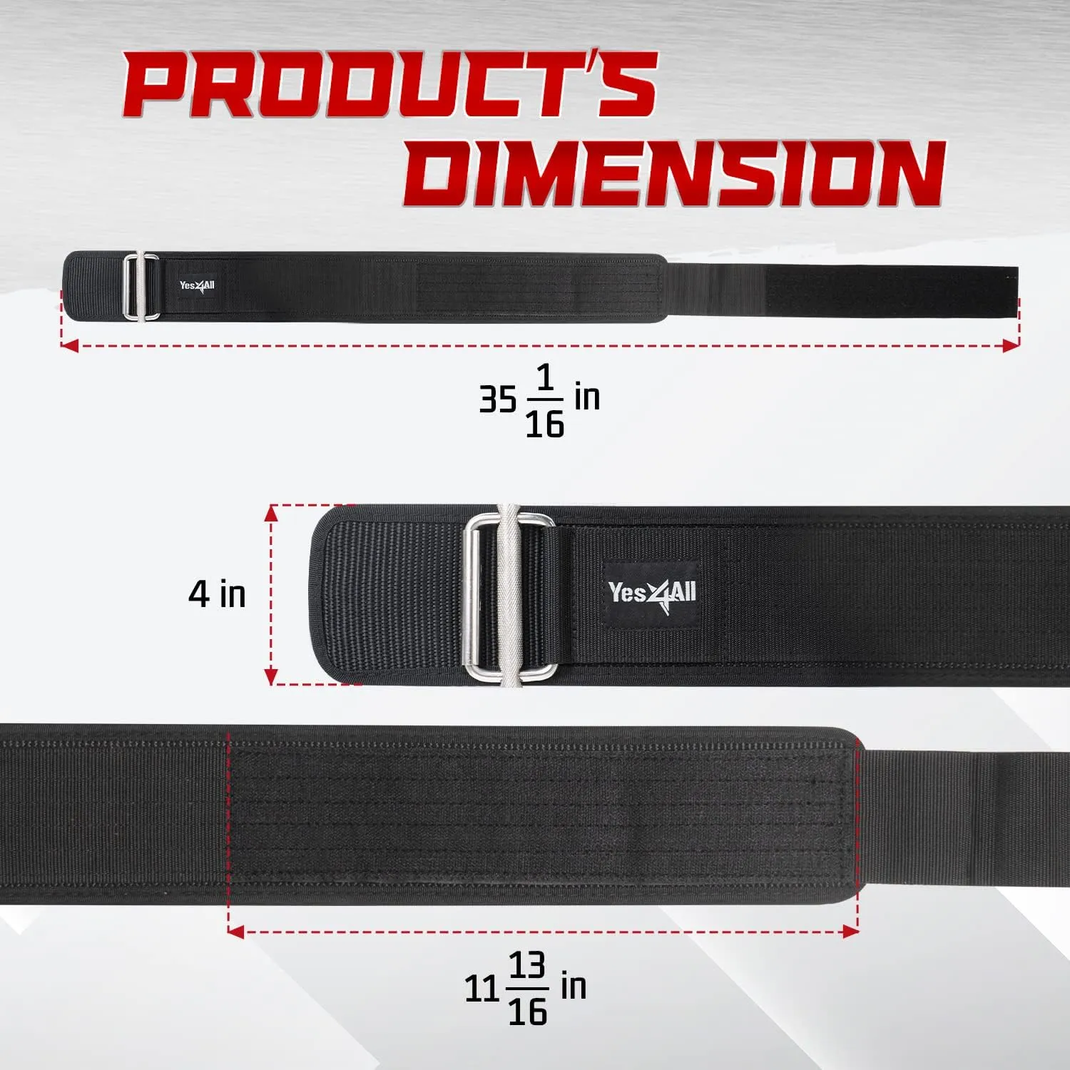Yes4All 100% Leather Premium Weightlifting Belt/Genuine Leather/ 2in1 Dip Belt With Chain/Self-locking Belt, Robust Alloy Steel Buckle 10mm Thick For Heavy Lifting, Squats, Deadlifts, and More