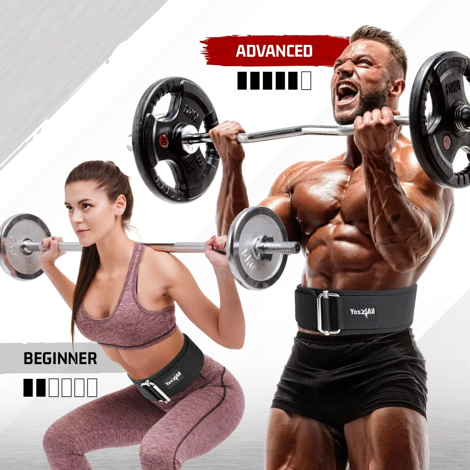 Yes4All 100% Leather Premium Weightlifting Belt/Genuine Leather/ 2in1 Dip Belt With Chain/Self-locking Belt, Robust Alloy Steel Buckle 10mm Thick For Heavy Lifting, Squats, Deadlifts, and More